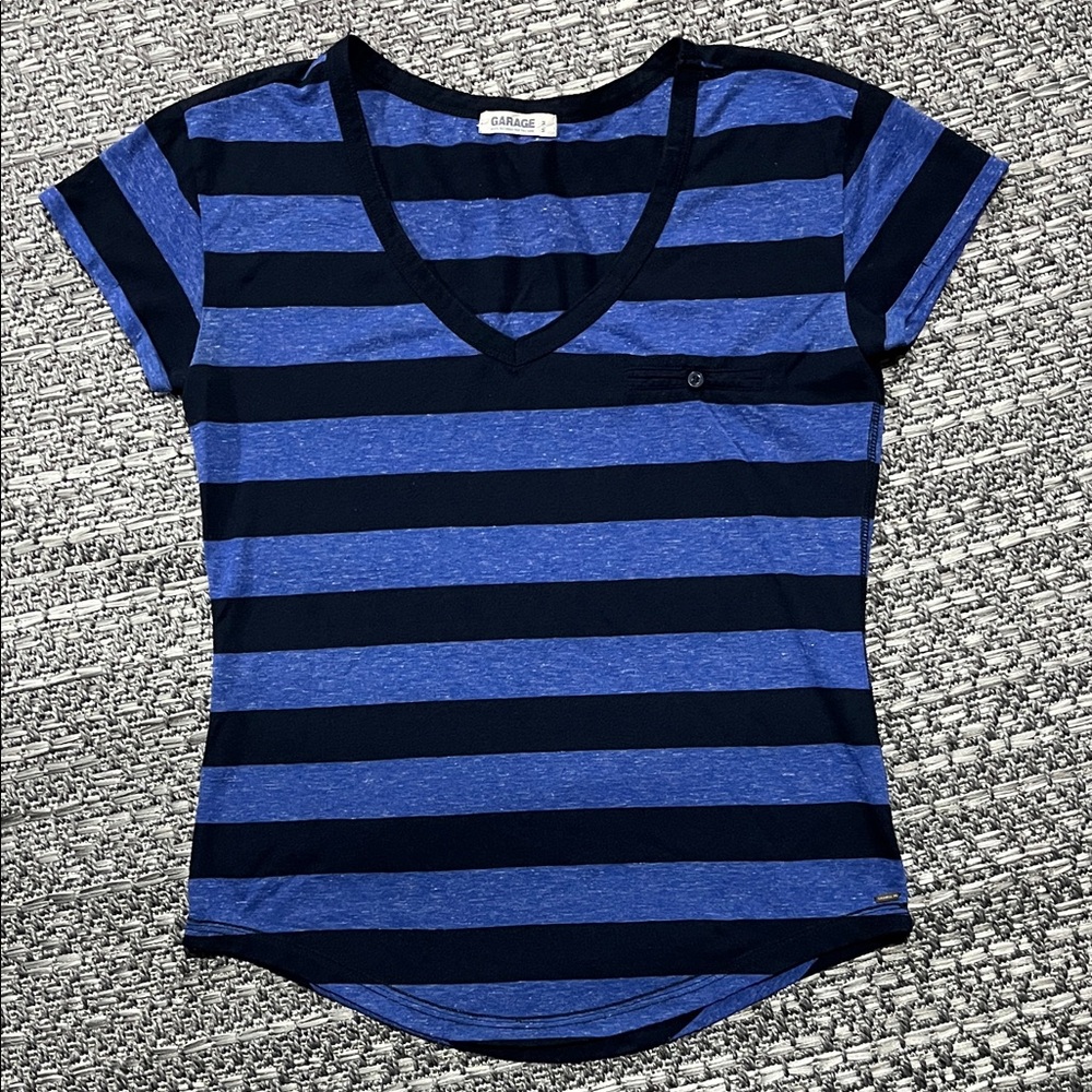 Garage | Striped Short Sleeve V-Neck T-Shirt